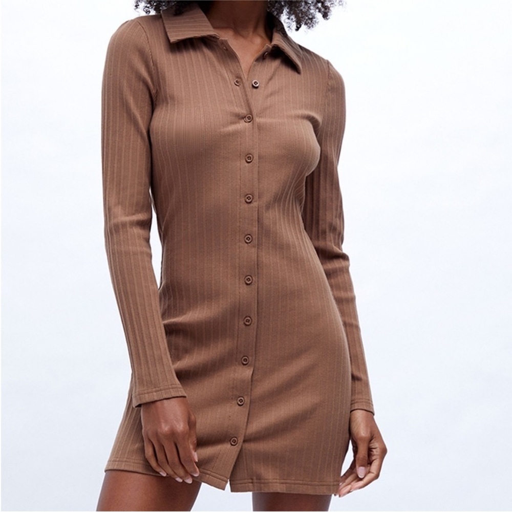 Kendall and Kylie brown ribbed mini dress